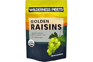 Wilderness Poets, Organic Golden Raisins - No added sugar - Bulk Dried Fruit (2 Pound - 32 Ounce)