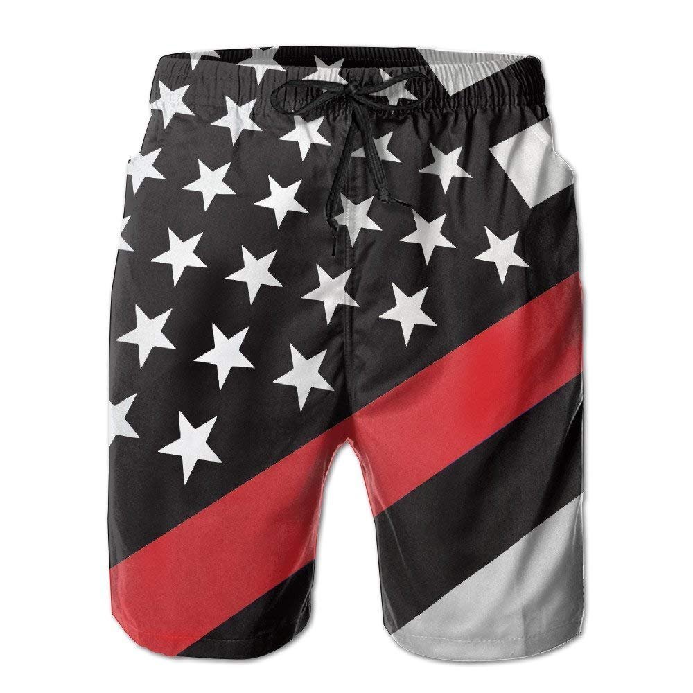 thin red line swim trunks