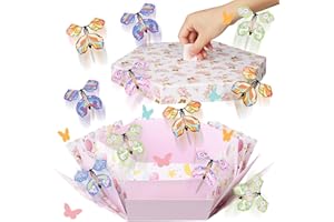 Auidy_6TXD Butterfly Explosion Gift Box, Flying Butterfly Surprise Gift Box 5.7x5.7x5.5 inches, DIY Exploding Surprise Flying Butterfly Gift Box for Birthday, Wedding, Mother's Day, Graduations