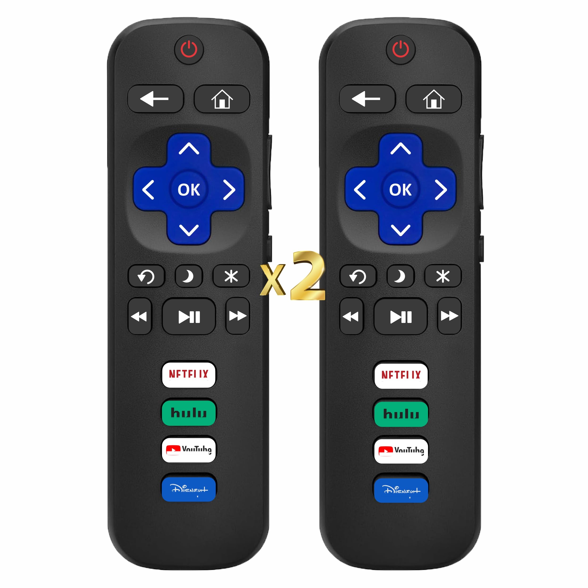 Photo 1 of (Pack of 2) Compatible with Roku TV Remote Control Replacement, TCL Roku, Hisense, Sharp, Onn Roko, Element, RCA Roko Smart TV Series (No Voice, Not for Ruku-Stick/Box). 1 Year Warranty.