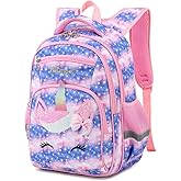 Cusangel Backpack for Girls Boys School Bookbags Kindergarten Elementary Lightweight Waterproof Multifunctional Large Capacity for Backpack (16 inch Sky Unicorn Fun Prints)
