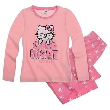 Hello Kitty Mädchen Pyjama 2-Teiler Schlafanzug lang 3 Varianten und Farben