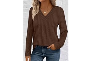 Women's Long Sleeve V Neck Sweater 2025 Fall Fashion Lightweight Casual Pullover Top