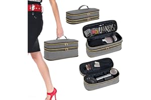 UOZL Hair Dryer Travel Carrying Case, Curling Iron Storage Bag, Slim Expandable Handheld Dual-Layer Travel Storage Bag for Dryer/Hair Tool Organizer/Style Organizer