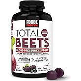 Force Factor Total Beets Gummies, Blood Pressure Support, Liposomal Beet Powder for Superior Absorption, Grape Seed for Nitric Oxide, Circulation & Heart Health, Sugar Free, Mixed Berry, 60 Gummies