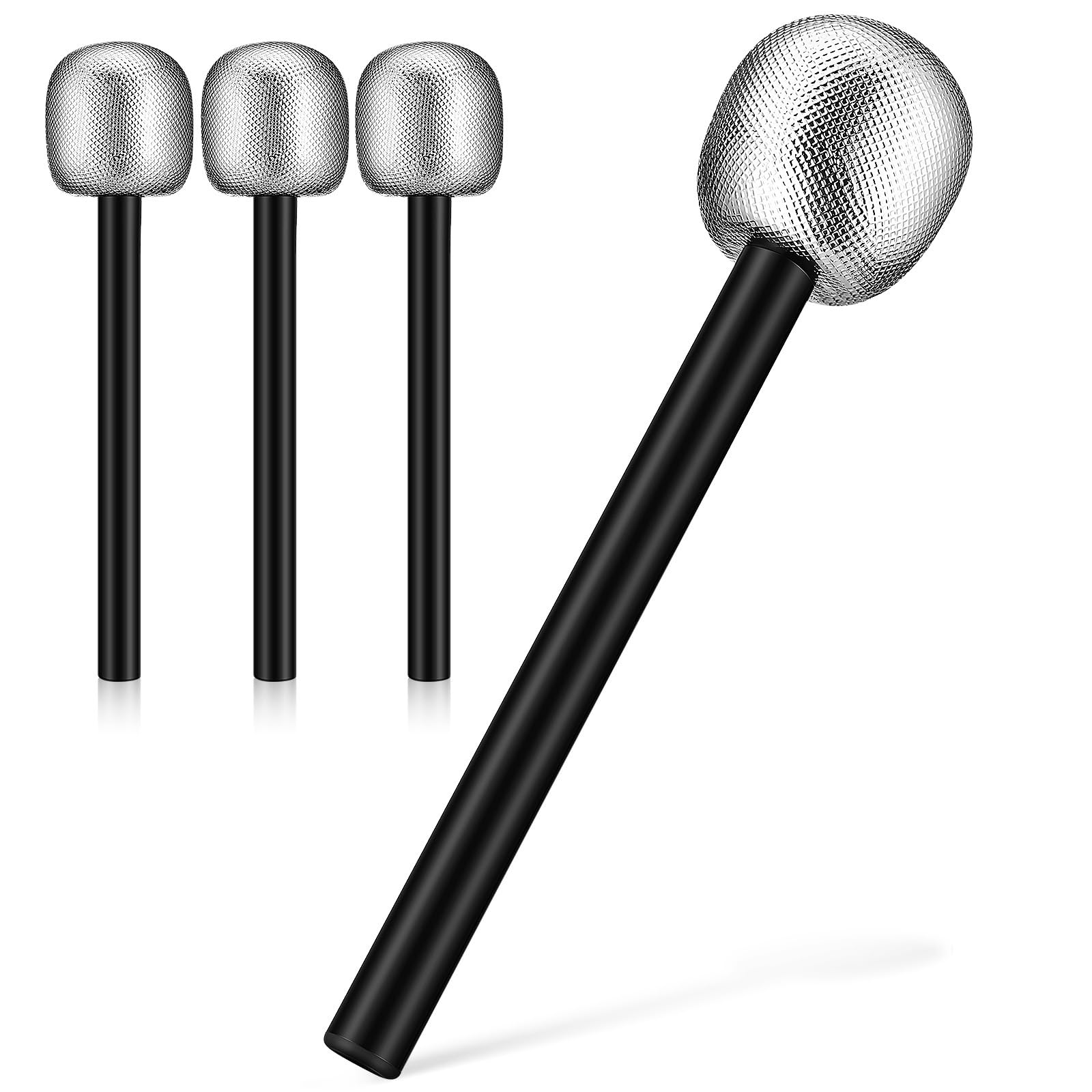 Gadpiparty 4Pcs Fake Microphone Kids Microphone Toy Silver and Black Glittered Microphone Pretend Toy Costume Prop Mic Accessory Rock Star Toy Party Supplies