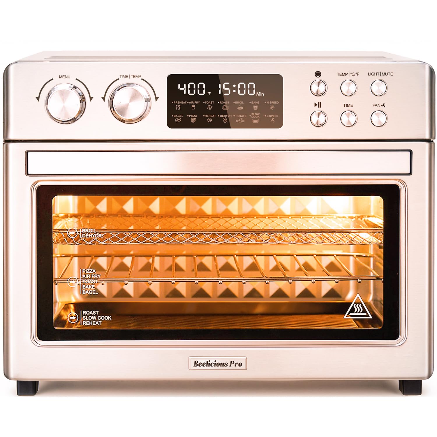 View 1 of 28QT Air Fryer Toaster Oven Combo, Large 12-in-1 Convection Countertop Oven with 3-Layer Cooking, Rotisserie for Chicken, 6 Heating Tubes, Fast Preheat, Fit 11" Pizza, All Accessories, Silver-Pink