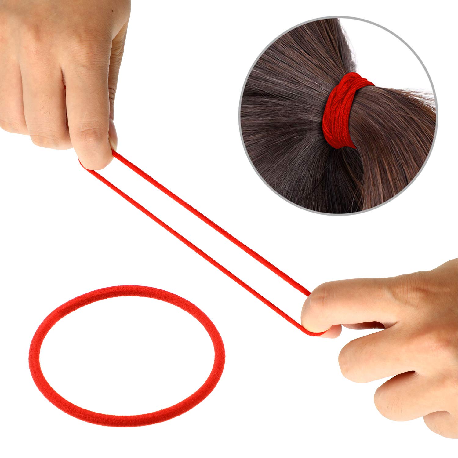 200 Pack No-metal Hair Elastics Hair Ties Ponytail Holders Hair Bands (3 mm, Multicolor) : Beauty
