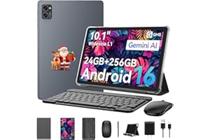 KINGRID Tablet, 10 inch Tablet with Keyboard, 24GB RAM 256GB ROM, Octa-Core-–Gemini AI, Widevine L1 HD Display, 5G WiFi, Blue