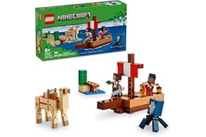 LEGO Minecraft The Pirate Ship Voyage, Boat Toy Playset for Kids with Squid, Camel and Pirate Figures, Pirate Toy Building Set for Action Role-Play, Minecraft Gift for 8 Year Old Boys and Girls, 21259