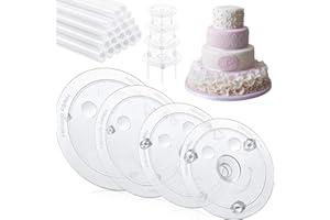 NAJIESUN Cake Pin Sticks Set, 16 Pieces Plastic Cake Sticks Support Rods with 4 Cake Dividers for 6, 8, 10, 12 Inch Cakes, Plastic Cake Support Rods for Wedding Cake Building and Stacking (16)
