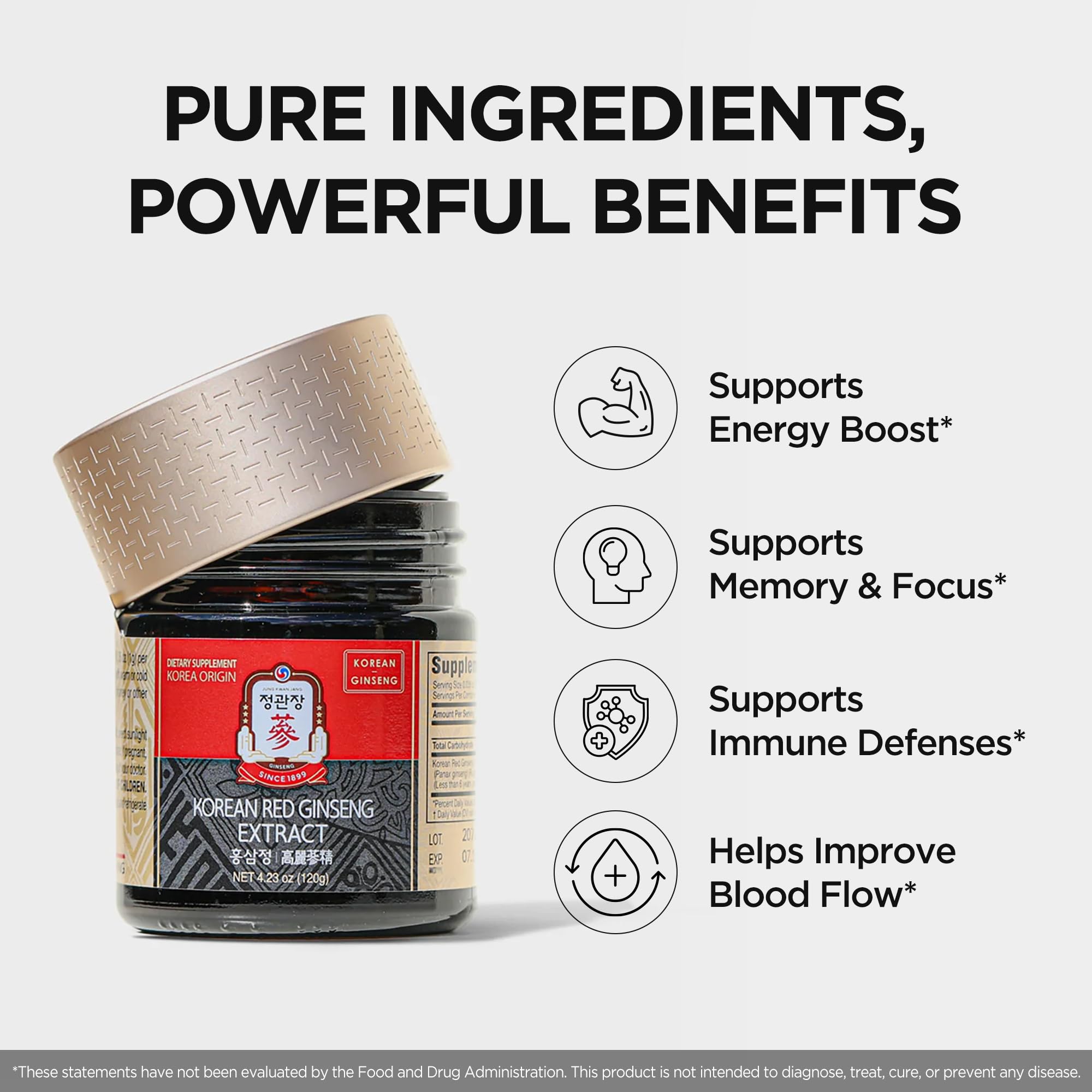 JungKwanJang Korean Red Panax Ginseng Extract Extra Strength, Energy Boost, Performance, Boost Immune System, Stamina, Blood Circulation and Mental Health Support, Memory, Productivity - 240g