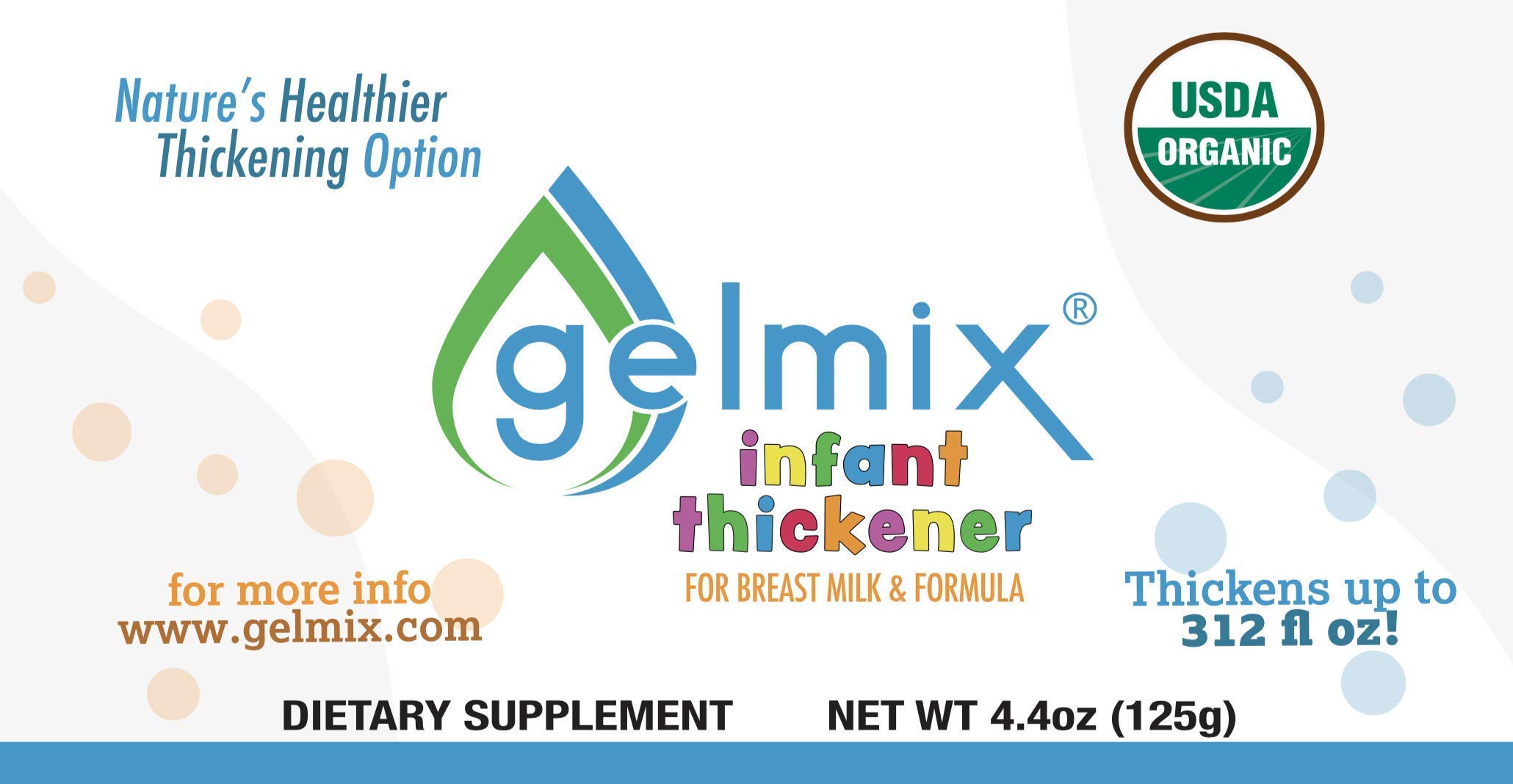 USDA Organic Gelmix Infant Thickener for Breast Milk and Formula, 4.4oz Jar Buy Online in UAE