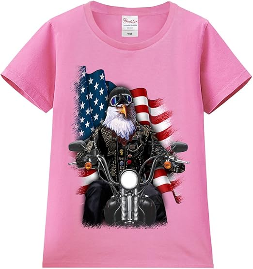 Amazon ノーブランド品 バイクに乗る鷲 ピンク Xlサイズメンズ半袖tシャツ Tシャツ カットソー 通販