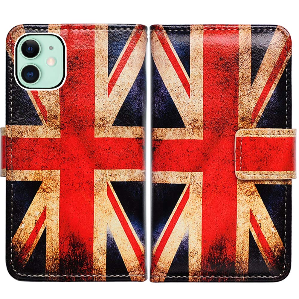 Bcov iPhone 11 Wallet Case, Retro Union Jack Flag Flip Case Wallet Leather Case Folio Cover with Credit Card Slot Holder Stand for iPhone 11