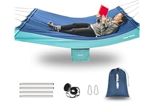 HEYTRIP Hammocks for Outside, 2 Person Hammock with Detachable Spreader Stainless Steel Bars, 12FT Portable Hammock w/ 2 Side Pocket, Outdoor Hammock 450 lb Heavy Duty Hammock, Tree Camping Hammock