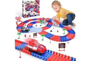 FULLWARE Spider Hero Race Track Toy for Boys 4-6, 212PCS Flexible Car Track with 2 Spider Cars, STEM DIY Track Playset Gift for Kids Ages 3 4 5 6 7 8