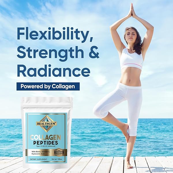 COLLAGEN PEPTIDES POWDER, HYDROLYZED COLLAGEN PROTEIN SUPPLEMENT WITH BIOTIN, HYALURONIC ACID, VITAMIN C, EASY MIXING COLLAGEN SUPPLEMENTS FOR WOMEN AND MEN – 7.85OZ