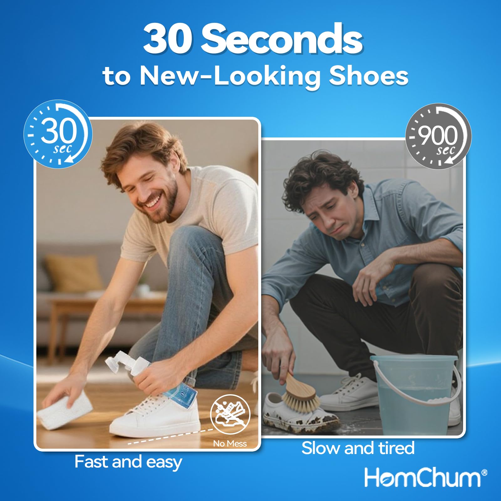 HomChum Shoe Cleaner Sneaker Cleaner Shoe Cleaning Kit for Sneaker, Tennis Shoes Water-Free Foam