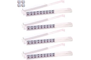EliteEase Mahjong Racks with Pushers – Set of 4 Clear Acrylic Racks & Pushers with 4 Dice, Durable All-in-One Mahjong Tile Holders for American & Chinese Mahjong, Portable & Easy to Use