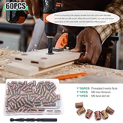 Twidec/60PCS 1/4"-20 Threaded Inserts for Wood