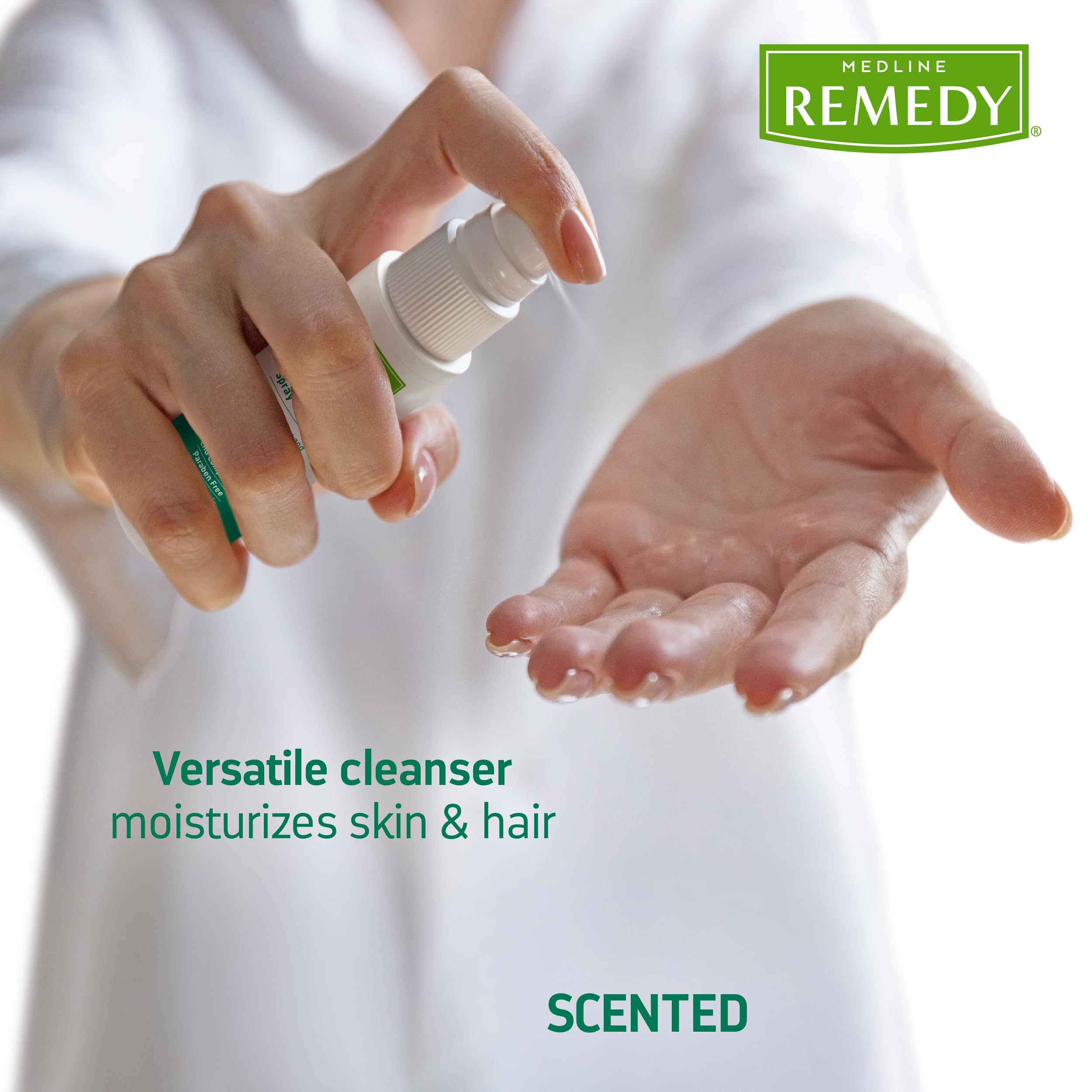 Medline Remedy Essentials Spray Cleanser (4 fl oz Spray), 1 Count, Scented, Full Body Cleanser & Shampoo, Sulfate Free, Gentle Body Wash, For Men & Women, Incontinence Cleaning, Bedside Cleansing