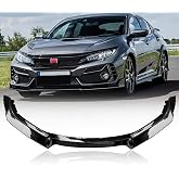 Collect Light 3Pcs Front Bumper Spoiler Lip for 2016-2020 Honda Civic Glossy Black Body Kits Spoiler
