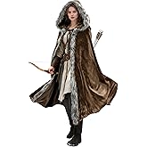 Medieval Hooded Cloak Renaissance Viking Cloak Fur Cape with Hood for Men and Women