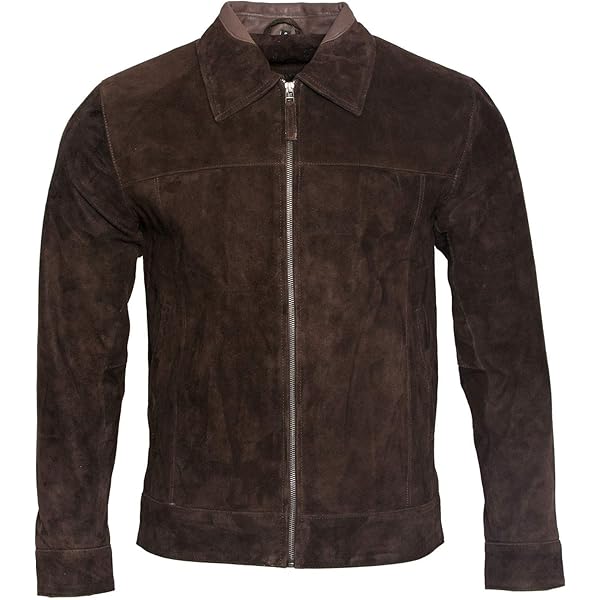 Men's New Classic Tan 100% Genuine Goat Suede Leather Harrington
