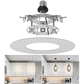 tebio Recessed Can Light Conversion Kit for 5" and 6" Ceiling Fixtures - Pendant/Hanging Light Upgrade, Compatible with Ceiling Fans, Includes 7&frac34;" Flat Steel Medallion, White Finish
