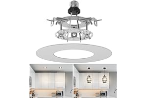 tebio Recessed Can Light Conversion Kit for 5" and 6" Ceiling Fixtures - Pendant/Hanging Light Upgrade, Compatible with Ceiling Fans, Includes 7¾" Flat Steel Medallion, White Finish