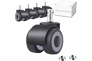 Office Chair Wheels Set of 5, (10MM Fit IKEA Chair Only) Heavy Duty Computer Desk Chair Wheels Replacement with 4 Ball Bearings,YAEMIKY 700Lbs Soft Rubber Casters for Wood Floors No More Chair Mat