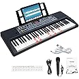 Funtaki Portable 61-Keys Digital Piano, Electronic Keyboard Piano with Lighted Keys & Music Stand, Mini Keyboard Piano for Beginners Kids Adults, Digital Keyboards, Black