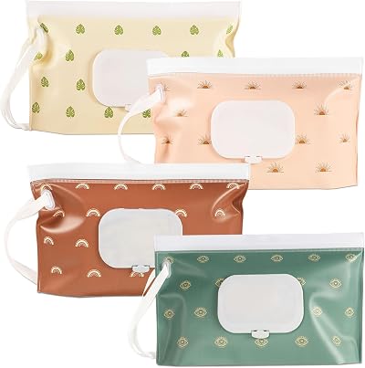 SANNIX Baby Wet Wipes Bag 4-Pack Portable EVA On-The-Go Bohemia