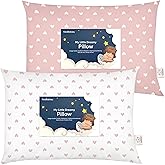 KeaBabies 2-Pack Toddler Pillows 2 Year Old to 5-13x18 Soft Organic Cotton Kids Pillow for Sleeping, Travel, School, Daycare, Nap, Toddler Bed, Machine Washable, Without Pillowcase (Hearts)