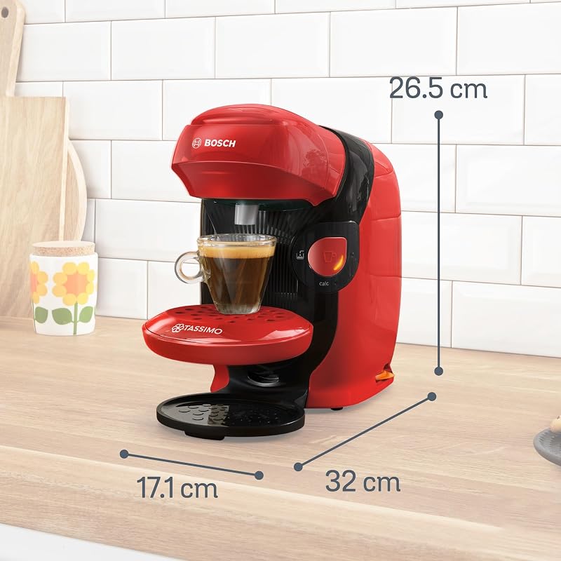 Bosch - Cafeteira Tassimo Style Friendly, Até 70 bebidas, OneTouch, INTELLIBREW™, Red, TAS113E