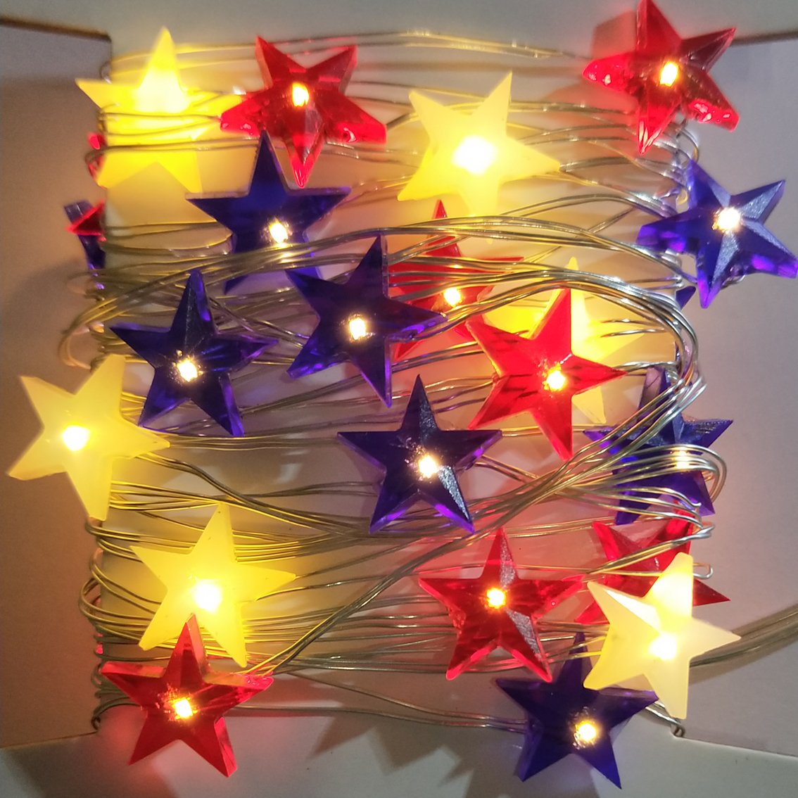 ADAINA 2 Pack Battery Operated Star Shaped Indoor String Lights, Silver