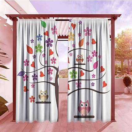Amazon Com Curtains Rod Pocket Two Panels Owls Home Decor
