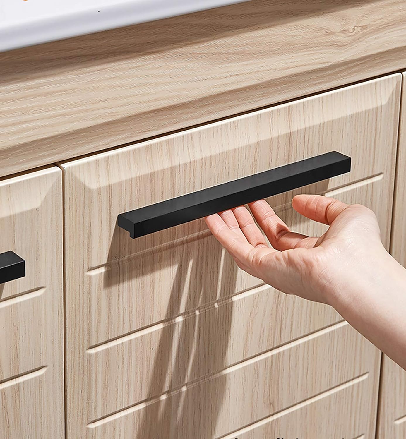 Qrity 10 Units L 90° Kitchen Cupboard Cabinet Door Handle, Aluminium Furniture Handles, Hole Spacing 96mm Kitchen Drawer Hardware Pulls - Image 4