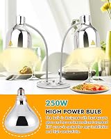 YJINGRUI Food Warmer Lamp 2x250W Infrared Bulbs 70cm Adjustable Gooseneck view 2
