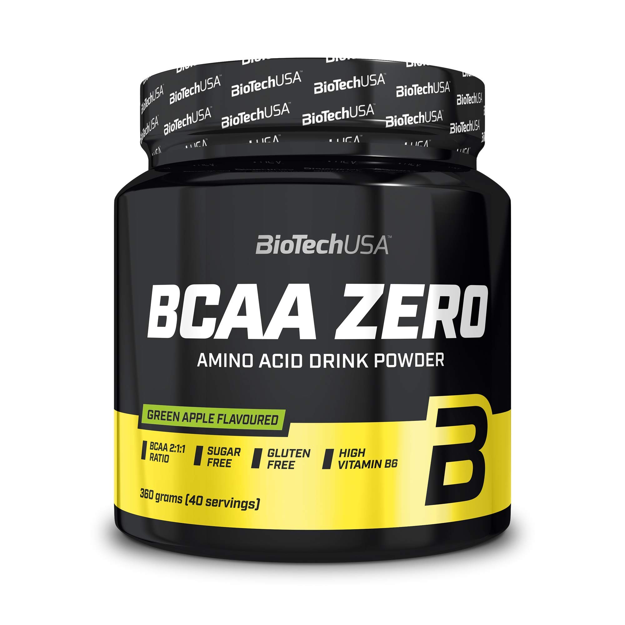 BioTechUSA BCAA Zero | Essential Amino Acid Powder | 6g BCAA with Instant L-Leucine | Vegan | Sugar-Free, Lactose-Free, Gluten-Free, 360 g, Apple