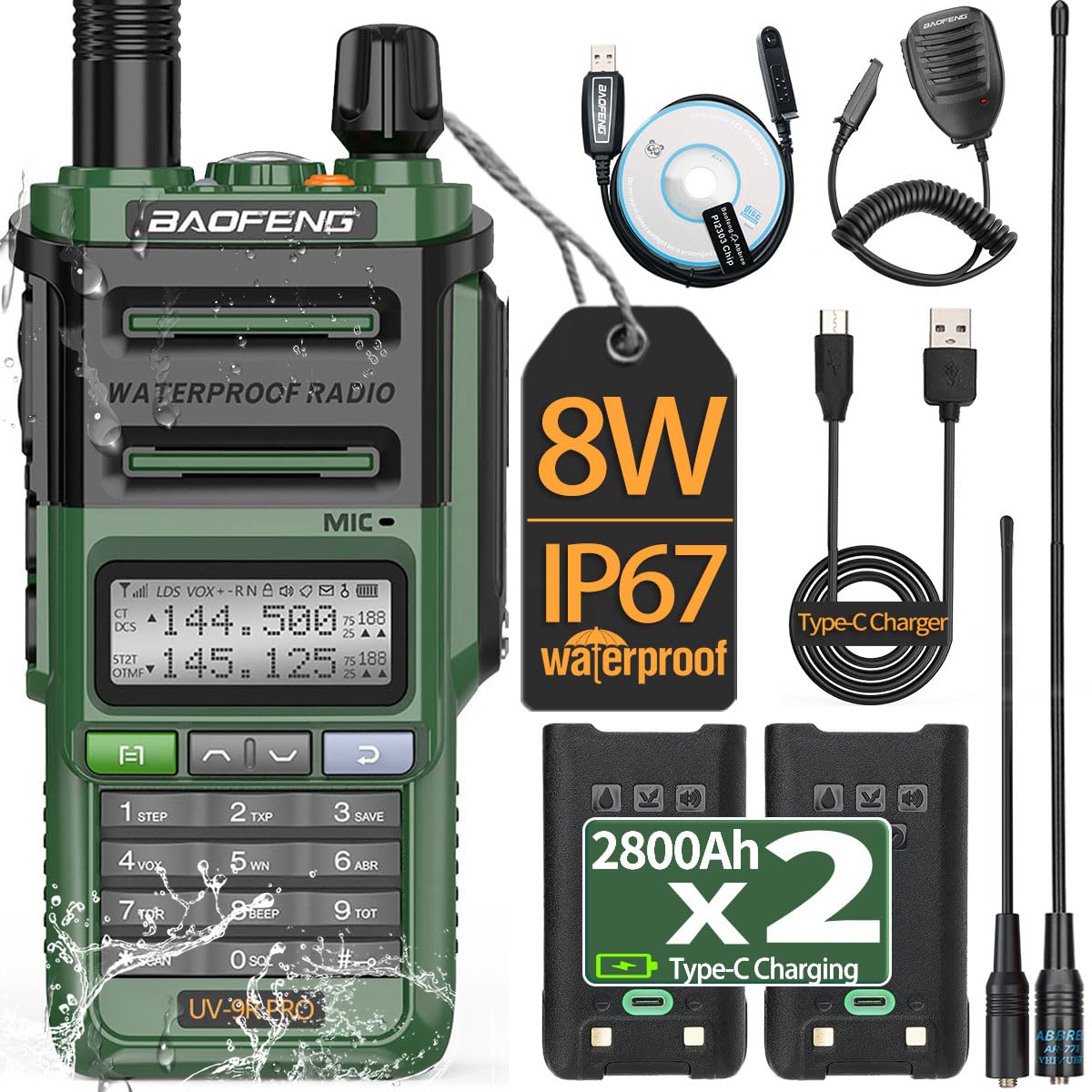 BAOFENG UV-9R Pro 8W Ham Radio Long Range Handheld