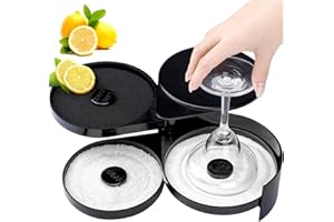 TonJin Margarita Salt Rimmer Set, New Upgraded 1 Pack 3 Tier Bar Glass Rimmer Black Plastic Sugar and Salt Rimmer Box with Sp