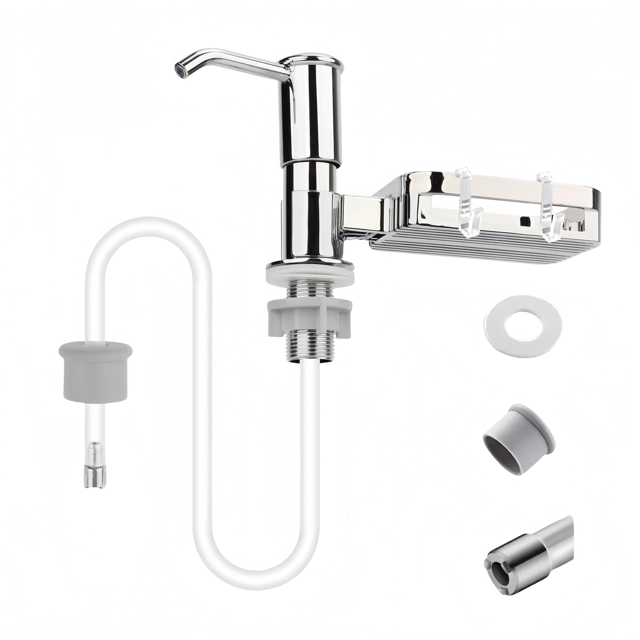 Photo 1 of KaiLeQi Dish Soap Dispenser for Kitchen Sink Pump with 40" Tube Kit,Hand Soap Dispenser for Bathroom Pump with Basket & Hooks