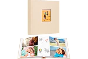 Aevdor 240 Pockets 5x7 Photo Album with Writing Space, Large Capacity Photo Album 5x7 Holds 240 Photos, Linen Cover Acid Free