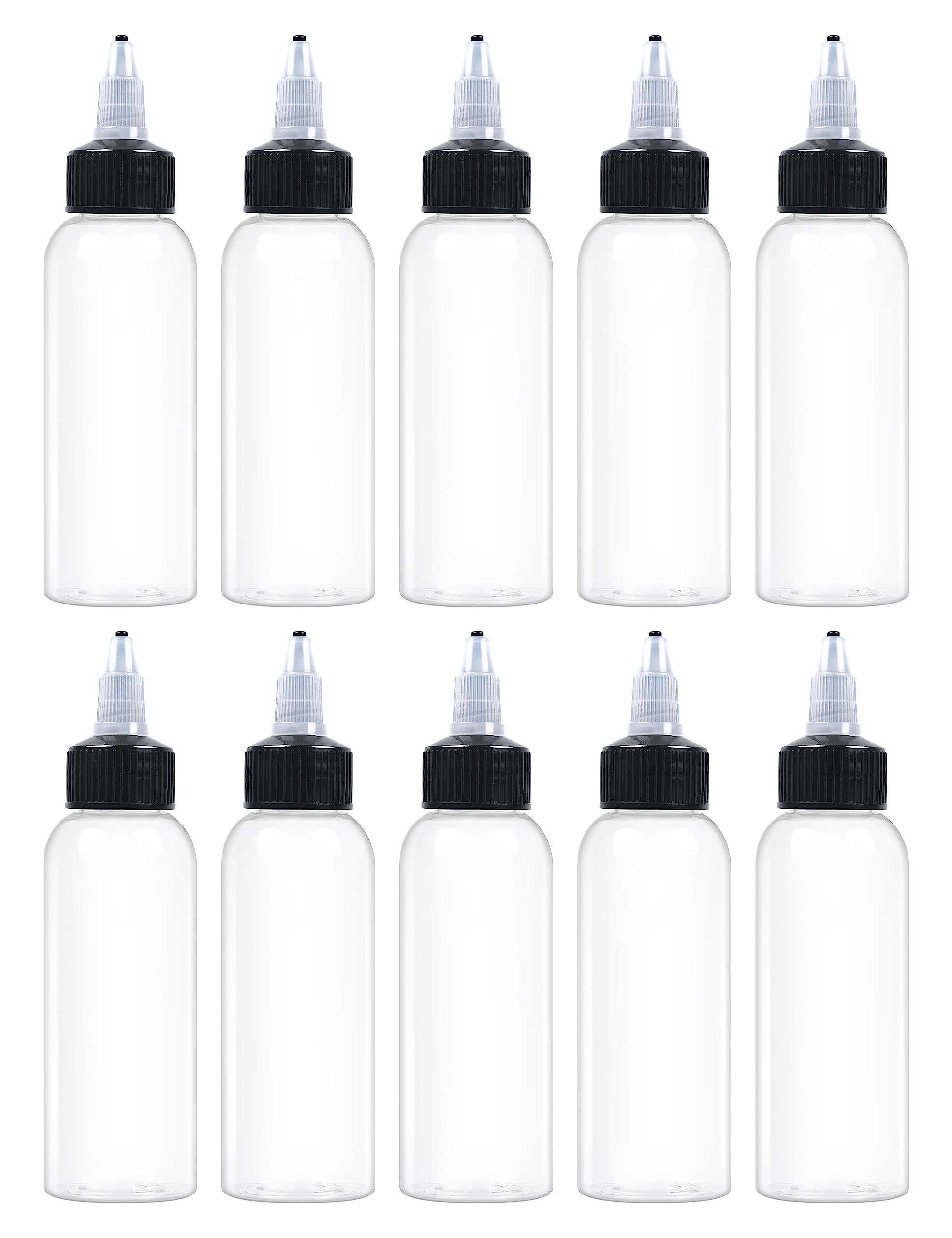 Photo 1 of EOSAU 10 Pcs 2oz Plastic Squeeze Bottles with Twist Top Cap, 60ml Clear Dispensing Bottles, Empty Squirt Bottle for Liquids, Sauces, Arts, Crafts, Travel