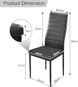 Blisswood 140cm Dining Table 4 Chairs PU Leather White Marble Grey view 7
