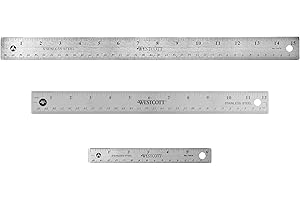 Westcott Stainless Steel Ruler Set with Flexible Design, Non-Slip Cork Base, for Crafting, Office, Classroom, Back to School Supplies, Includes 6-, 12-, & 15-inch Rulers, 3 Pack