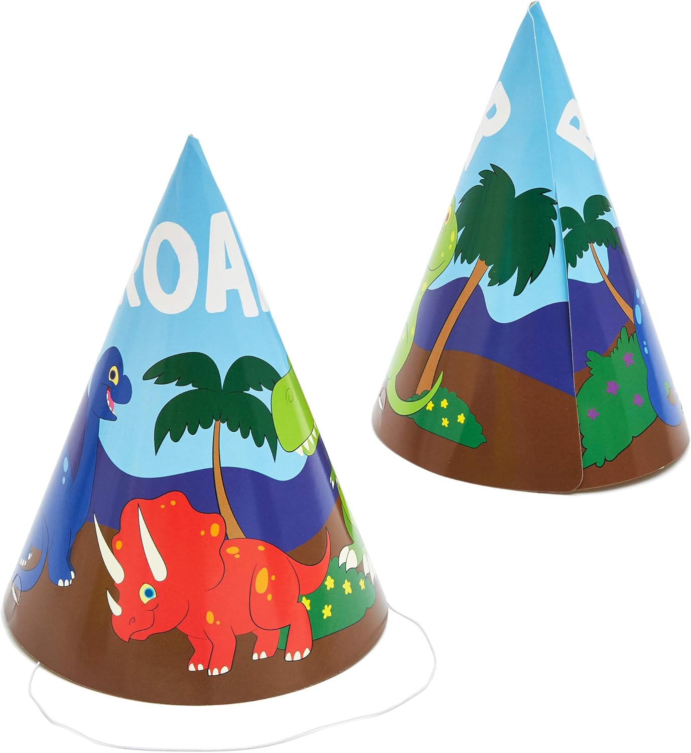 Dinosaur Birthday Party Cone Hats (5 x 7 in, 24 Pack) Blue: Clothing