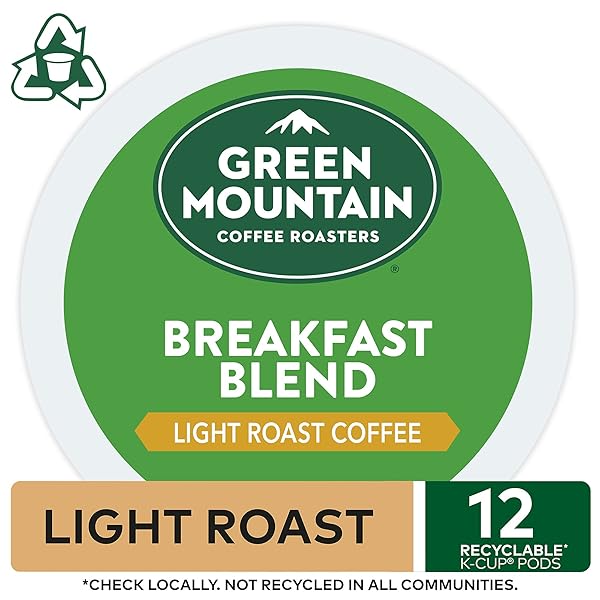 GREEN MOUNTAIN COFFEE ROASTERS BREAKFAST BLEND SINGLE-SERVE KEURIG K-CUP PODS, LIGHT ROAST COFFEE, 12 COUNT
